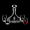 32 Oz. Stratford Crystalline Decanter w/ 4 Stemless Wine Glasses